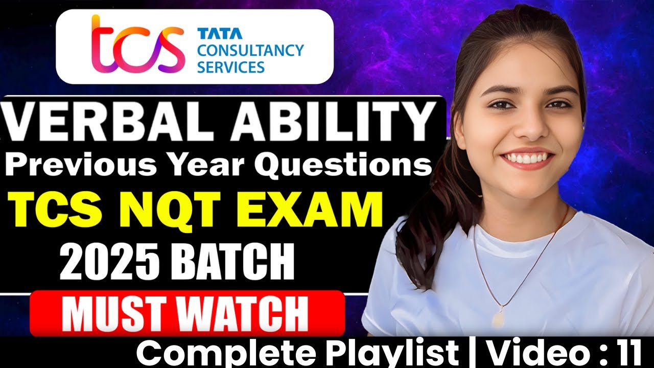TCS NQT  Verbal Ability Questions | Video: 11 || TCS NQT Previous Year Questions 2025 Batch #tcs_nqt
