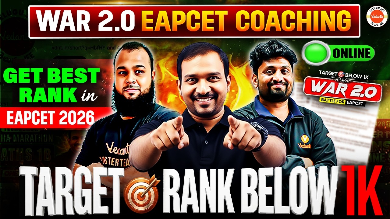 WAR 2.0 🔥 | Rank Below 1K Strategy | Best Online Coaching for EAPCET 2026