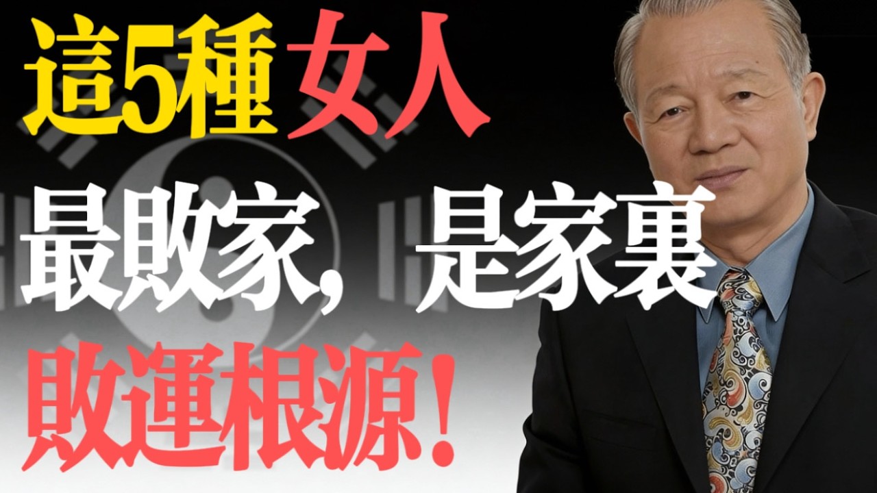 曾仕強：爲什麽你拼命賺錢家裏還是窮？因爲家裏有這5種“敗夫”女人！#易經 #曾仕強 #家庭風水 #旺夫 #女性智慧 #婚姻經營 #財運 #國學 #人生哲理 #情緒管理