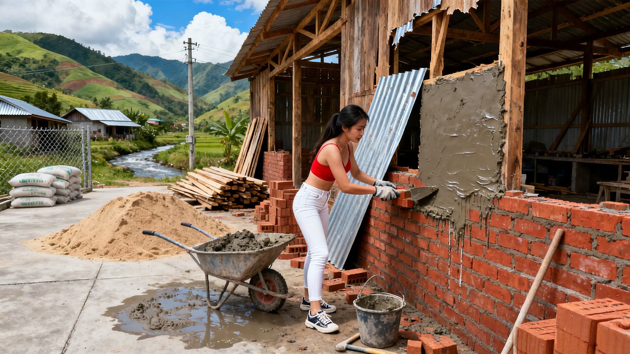 TIMELAPSE | Rebuilding the Wood Workshop with Massive Brick Walls after the Storm