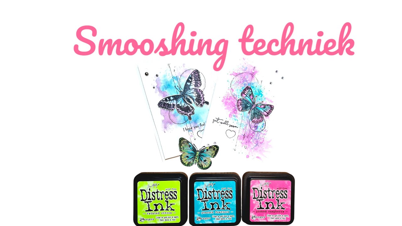 Achtergronden maken met de 'smooshing' techniek en distress inkt | Smoosher maken 💜