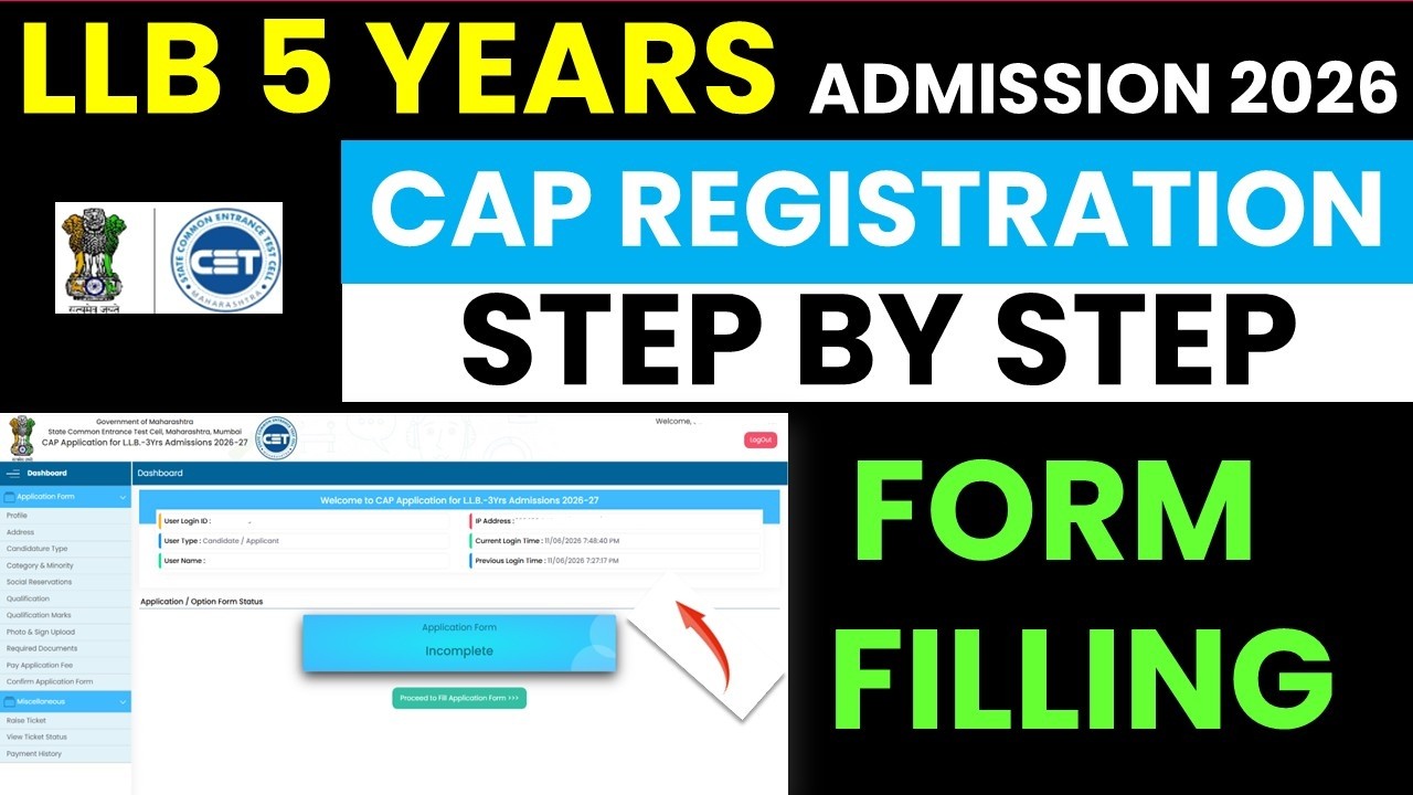 MH LAW CET (5 Yrs) CAP Registration Form Filling Process 2026 🔥 | Step-by-Step CAP Process 2026