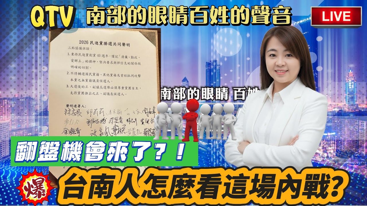 【QTV時論】翻盤訊號出現？台南內戰全面引爆！#謝龍介 #陳亭妃 #民進黨 #國民黨 #新潮流