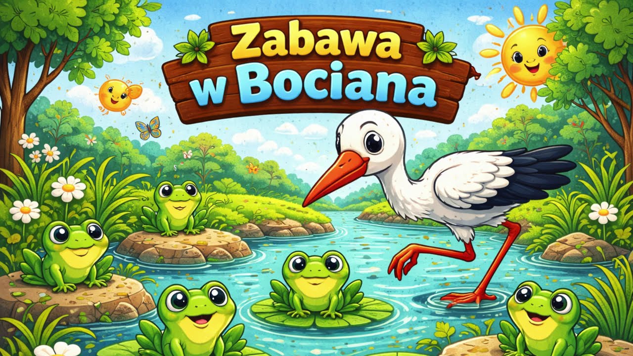 Zabawa w Bociana 🐸 Piosenka-zabawa dla dzieci | Wiosna w przedszkolu