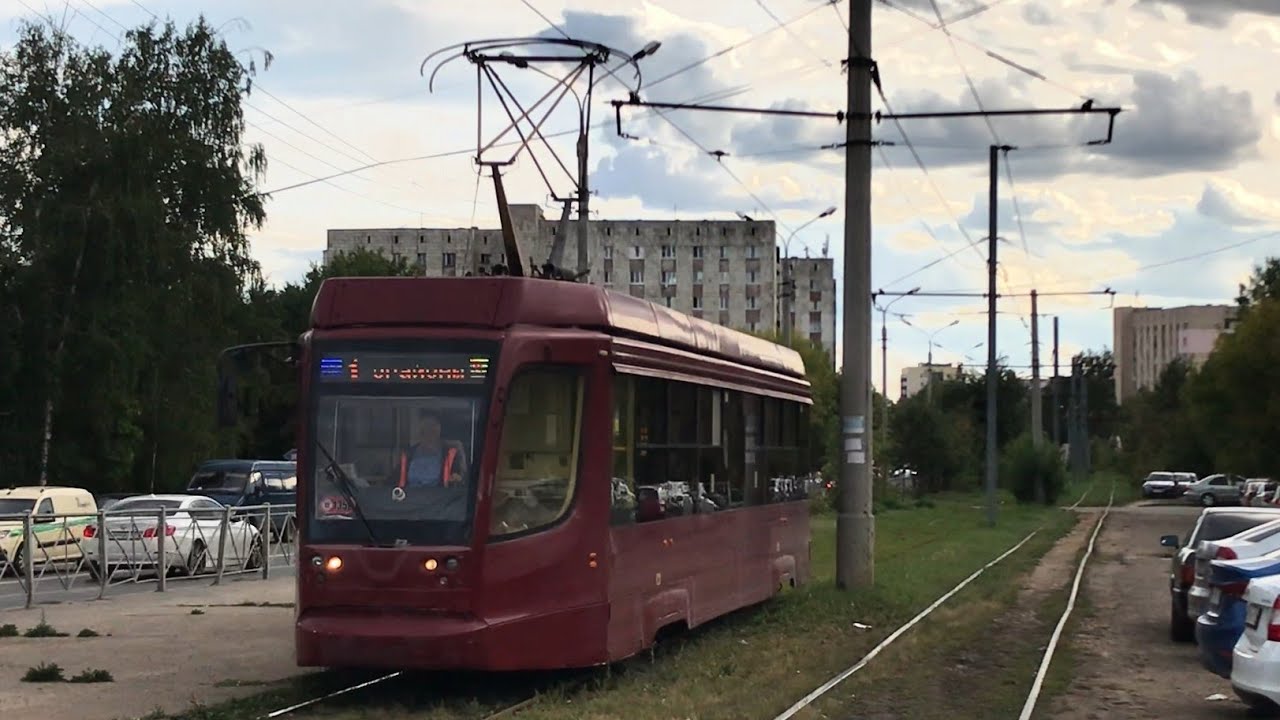 Поездка на вагоне 1351 по 1 маршруту в Казани, 22.08.23