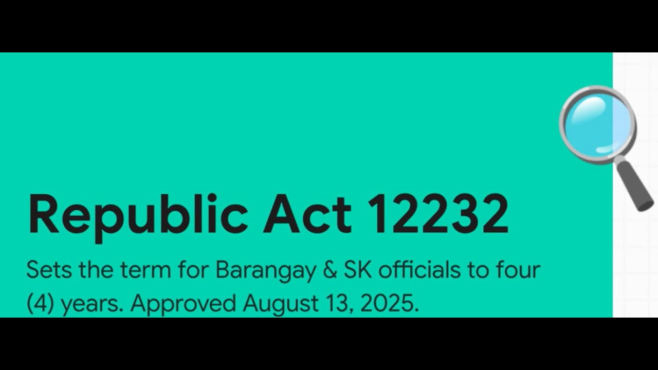 RA 12232: New term of office for Barangay Officials and members of the Sangguniang Kabataan