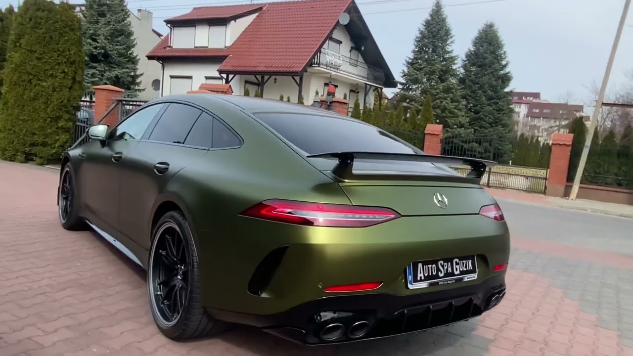 MERCEDES AMG 4 DOOR FULL WRAPPING SATIN METALLIC HOPE GREEN AVERY AUTO SPA GUZIK