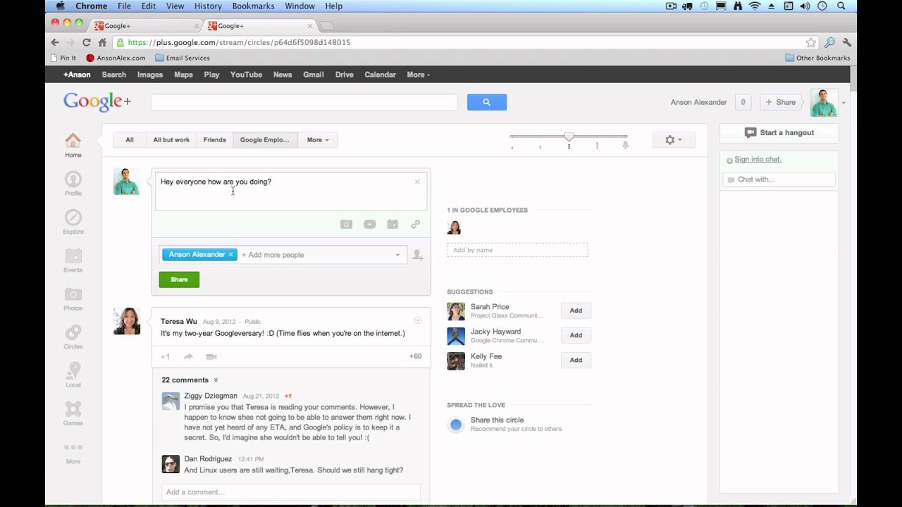 Google Plus / Google+ Tutorial (An overview of what Google+ looked like)