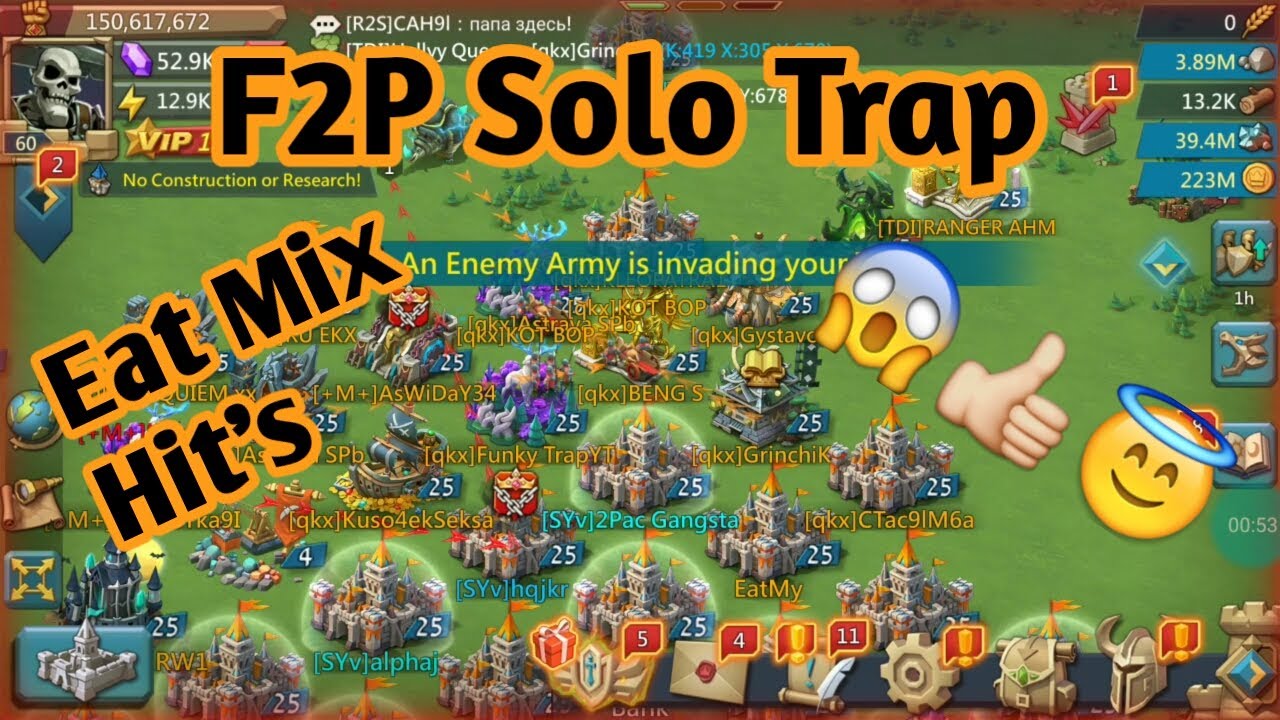 Lords Mobile F2P Solo Trap | Eat Mix Hit's | Lords Mobile Gameplay.