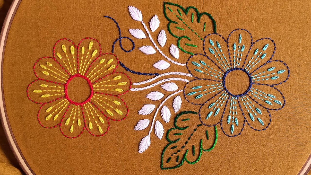 Hand Embroidery Designs Patterns Tutorial,Phulkari Borderline Embroidery-354,Nokshi Kantha Stitch