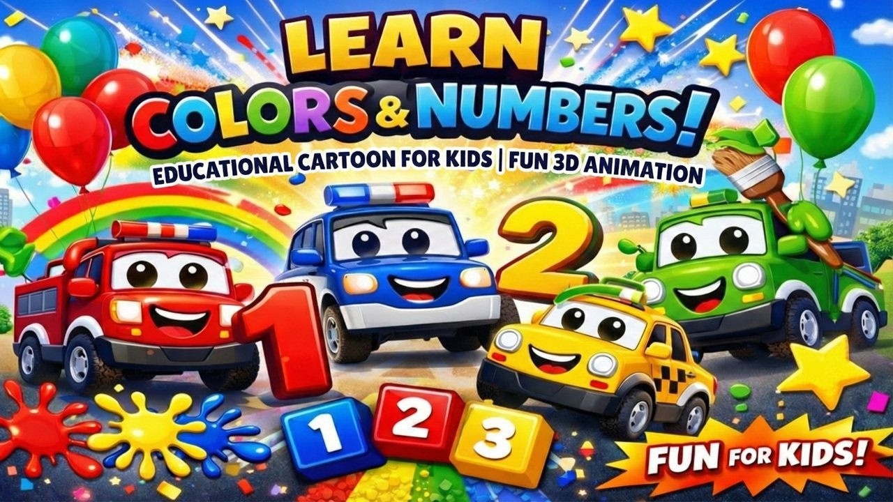 Helper Cars Cartoons 🚗 | Learn Colors & Numbers 🔢🎨 | 3D Animation for Kids 👶✨