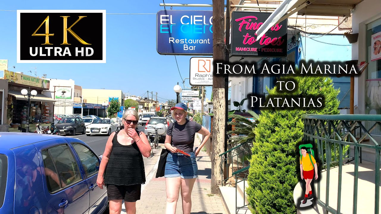 Walking from Agia Marina to Platanias! 😲 Unexpected Surprises Await | 4K Walking Tour