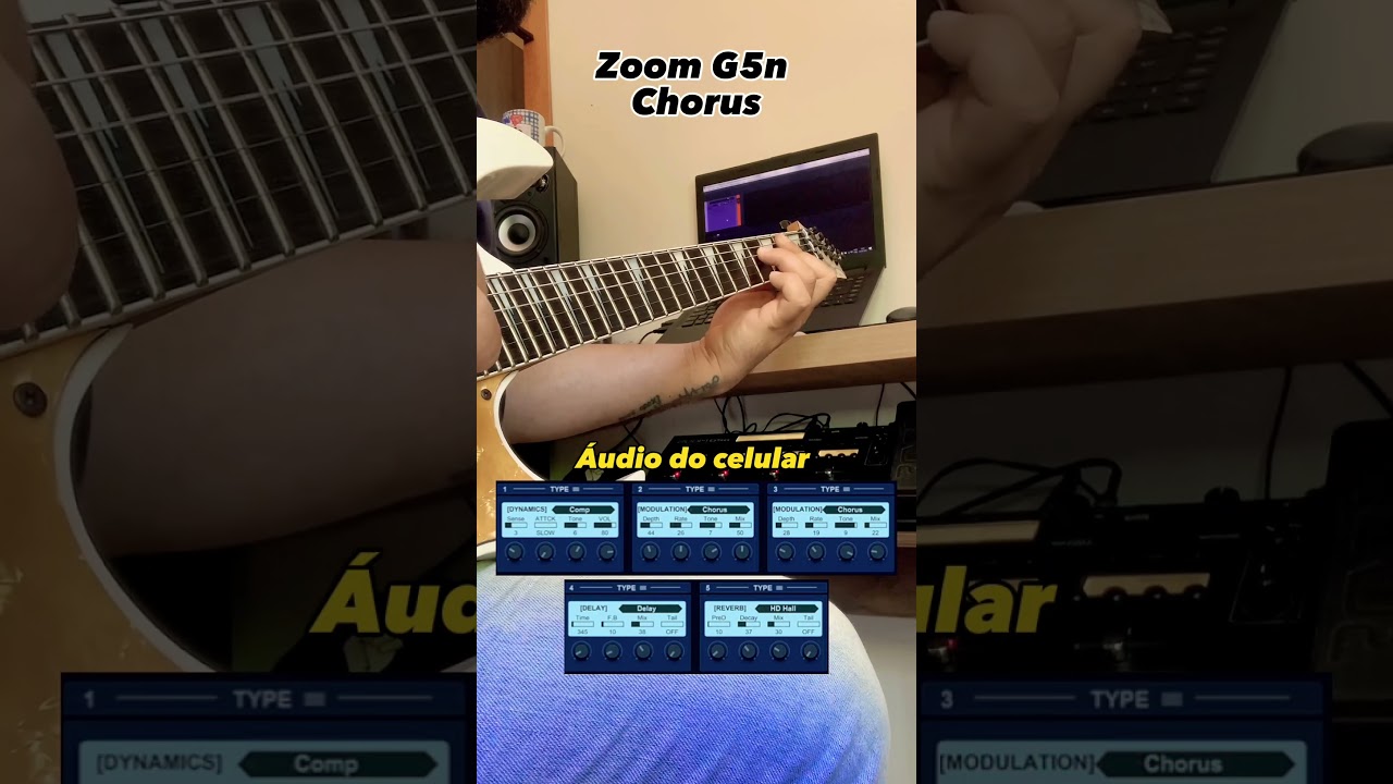 Path Chorus Zoom G5n | &aacute;udio do celular e &aacute;udio em Linha | #zoomg5n #patch #guitarra #zoom