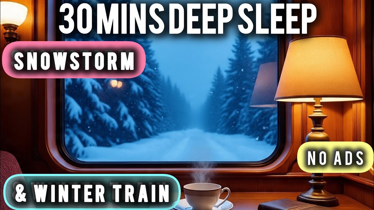 Cozy Winter Train Ride | Snowstorm Sounds for Sleeping | 30 Minutes Luxury Cabin (No Ads) ❄️🚂