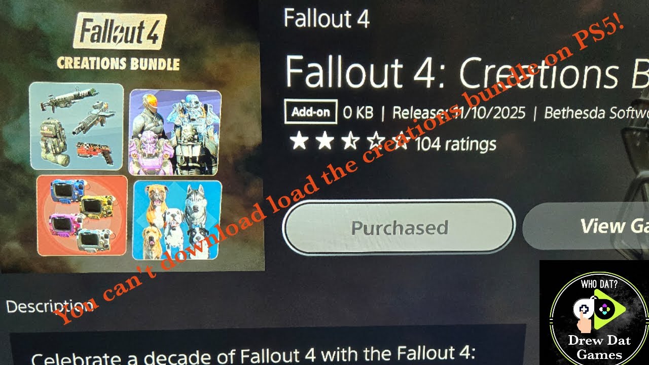 Вы не сможете загрузить набор творений Fallout 4 на PS5.