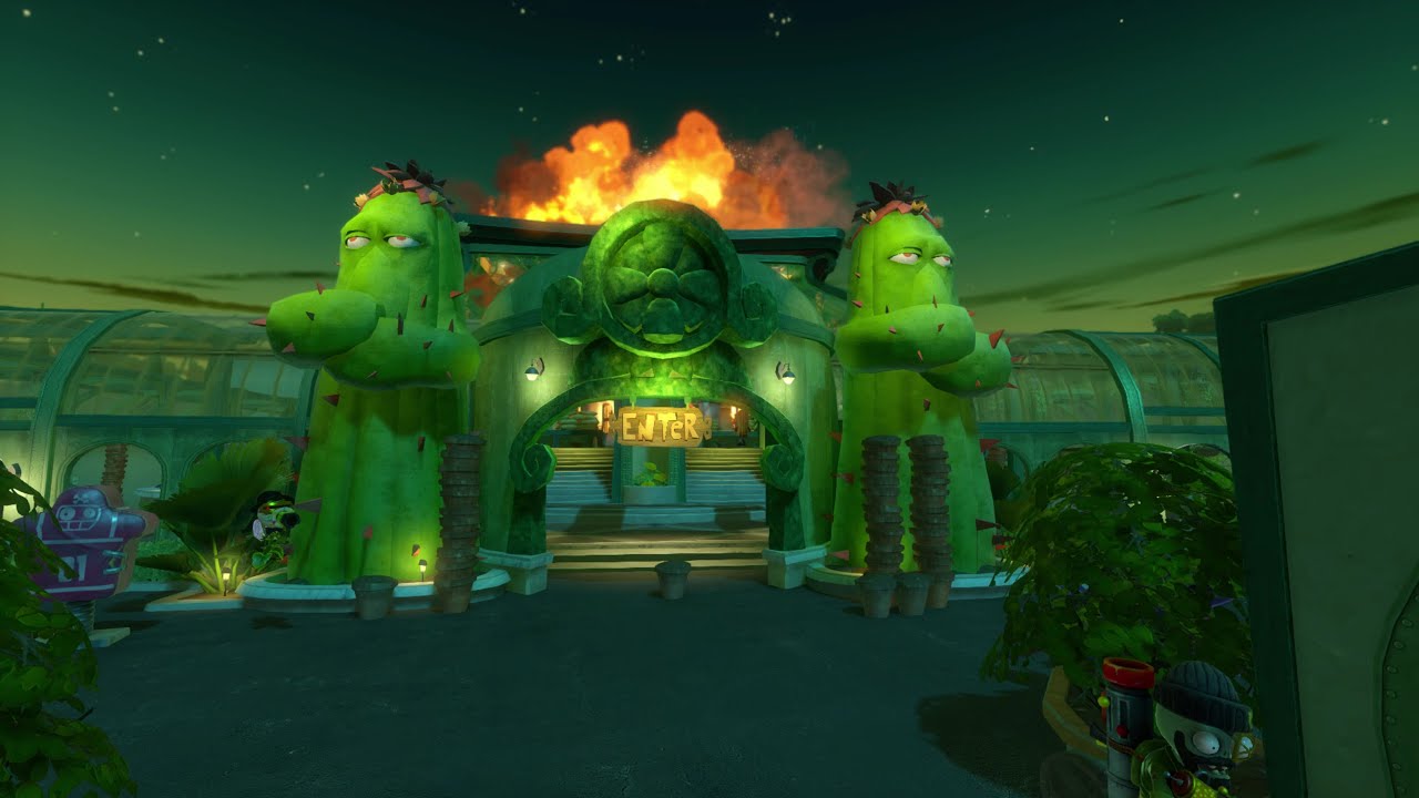 Main Street Night - Zombies Attack -  Gardens & Graveyards - PVZ Garden Warfare