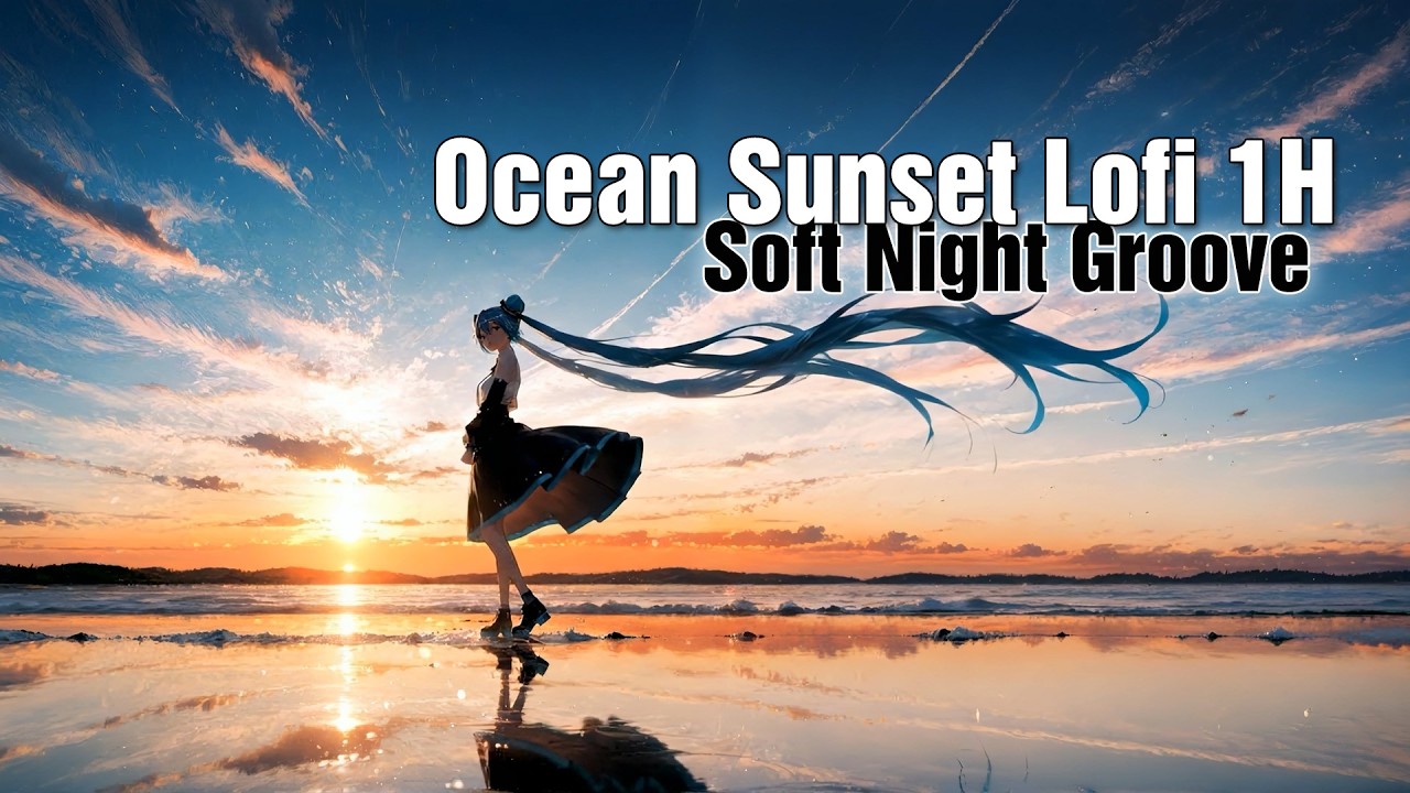 Windy Sunset Beach 🌅 Anime Lofi Mix | Calm Ocean Waves & Flowing Hair Ambience 🎧✨