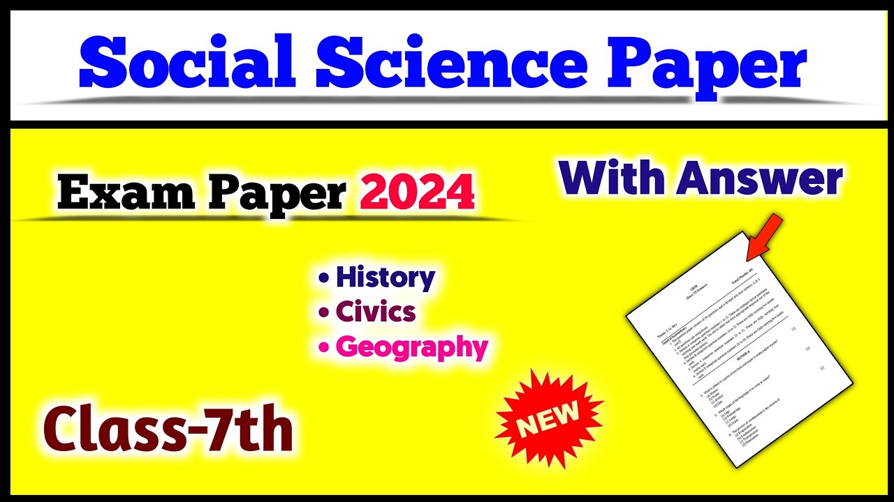Class 7 Social Science Question Paper Annual Examination 2024 | English medium | Exam paper | SA 2