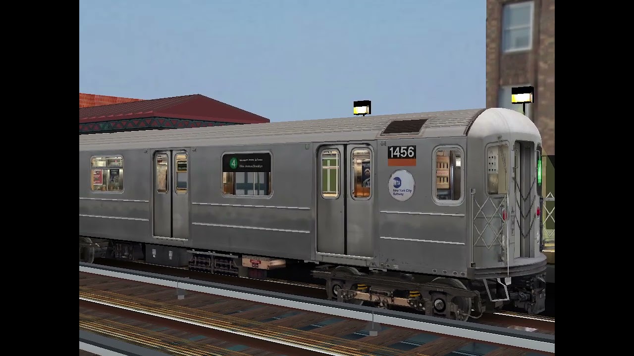 OpenBVE | Crown Heights-Utica Avenue bound R62 ❹ Train arriving and departing Mount Eden Avenue