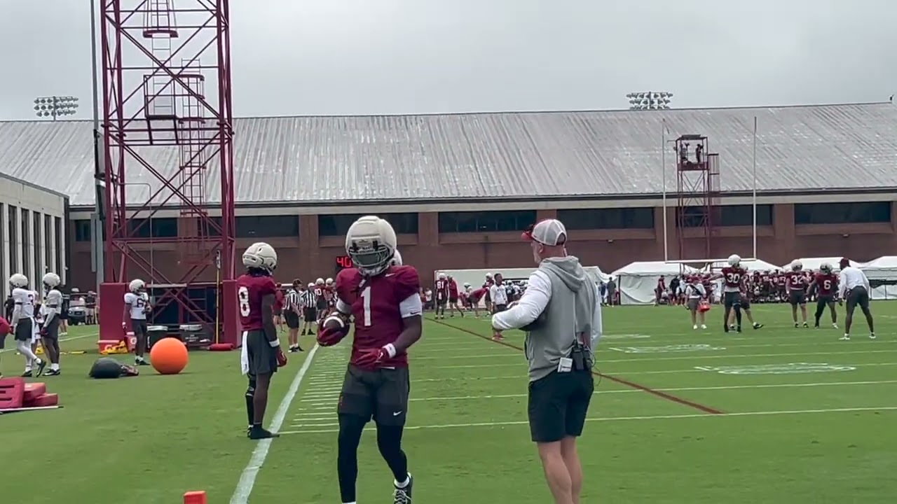 Alabama QBs, TEs and WRs at practice