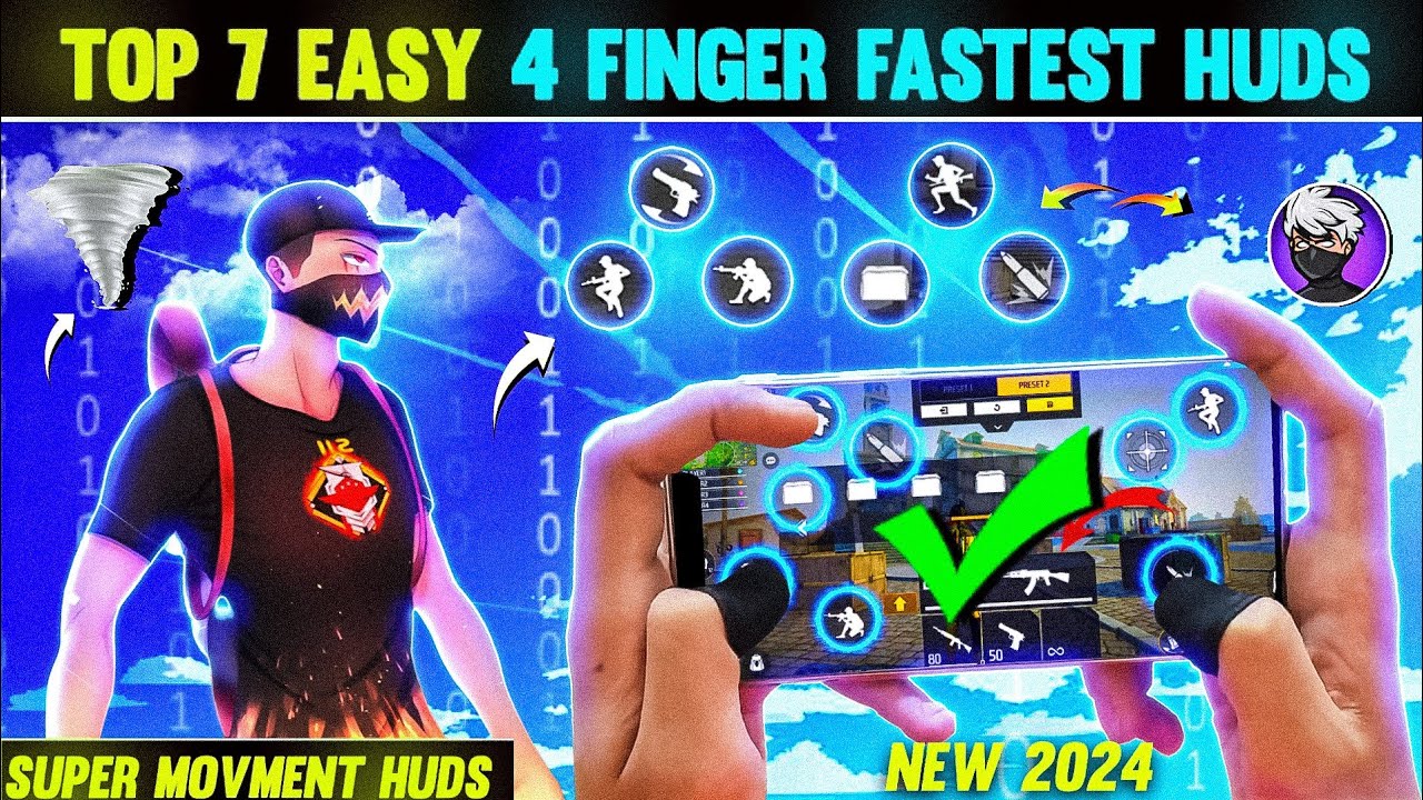EASY New Top 7 Best 4 Finger Custom Hud Free Fire 2024⚡🔥{MOVMENT+HEADSHOT} 4 Finger Setting 2024