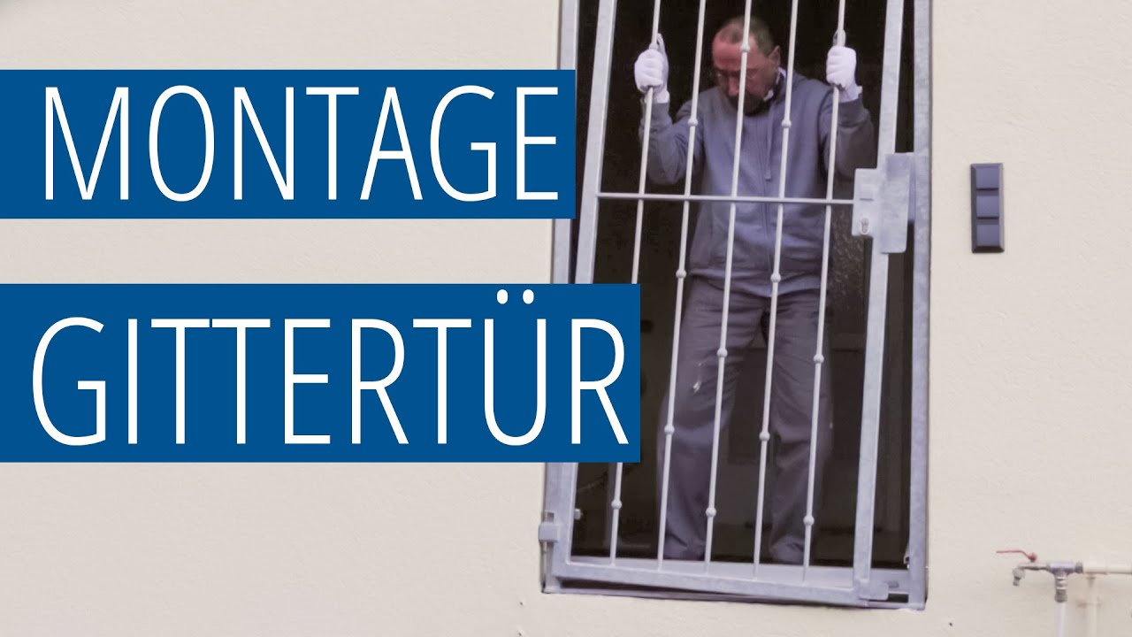 Montage einer Gittert&uuml;r im Durchgang | metallbau-onlineshop.de