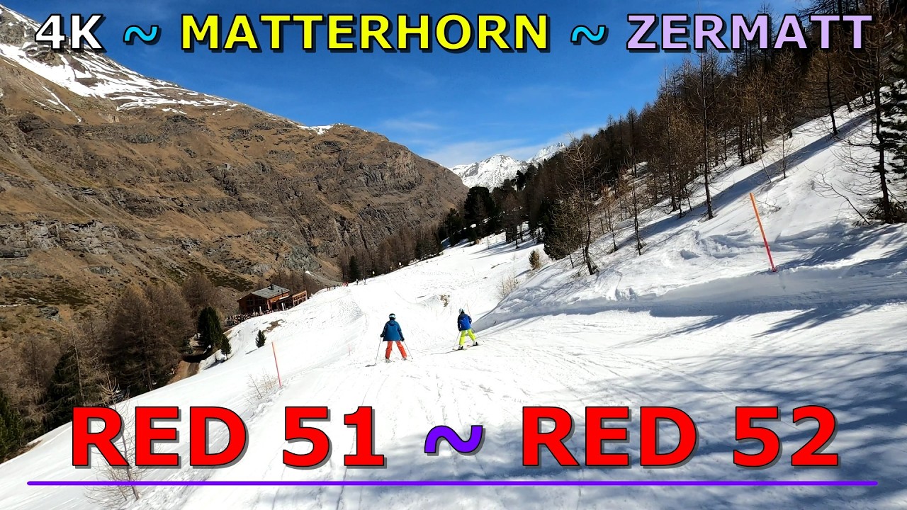 Zermatt Skiing 🇨🇭 Kids POV 👨‍👩‍👧‍👦 Red 51/52 | 4K GoPro | Matterhorn Sunny day