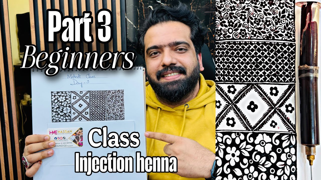 Part 3 | Beginners mehndi class | injection mehndi 24 by Hassan mehndi expert | 2024