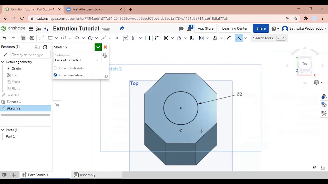 Onshape: Extrusion Tutorial (Part 1/2)