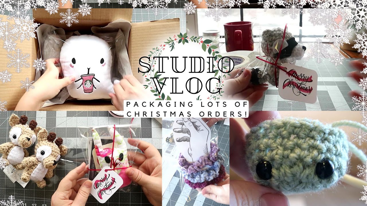 Packaging Crochet Christmas orders ~ Studio Vlog .02 ~ + lots of Snow!