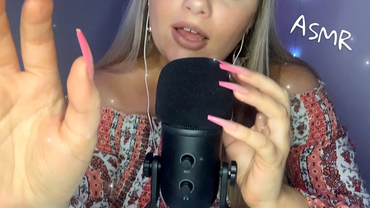 ASMR Hand Movements, Face Touching, Trigger words, Mic scratching, Mouth Sounds (long nails) ✨