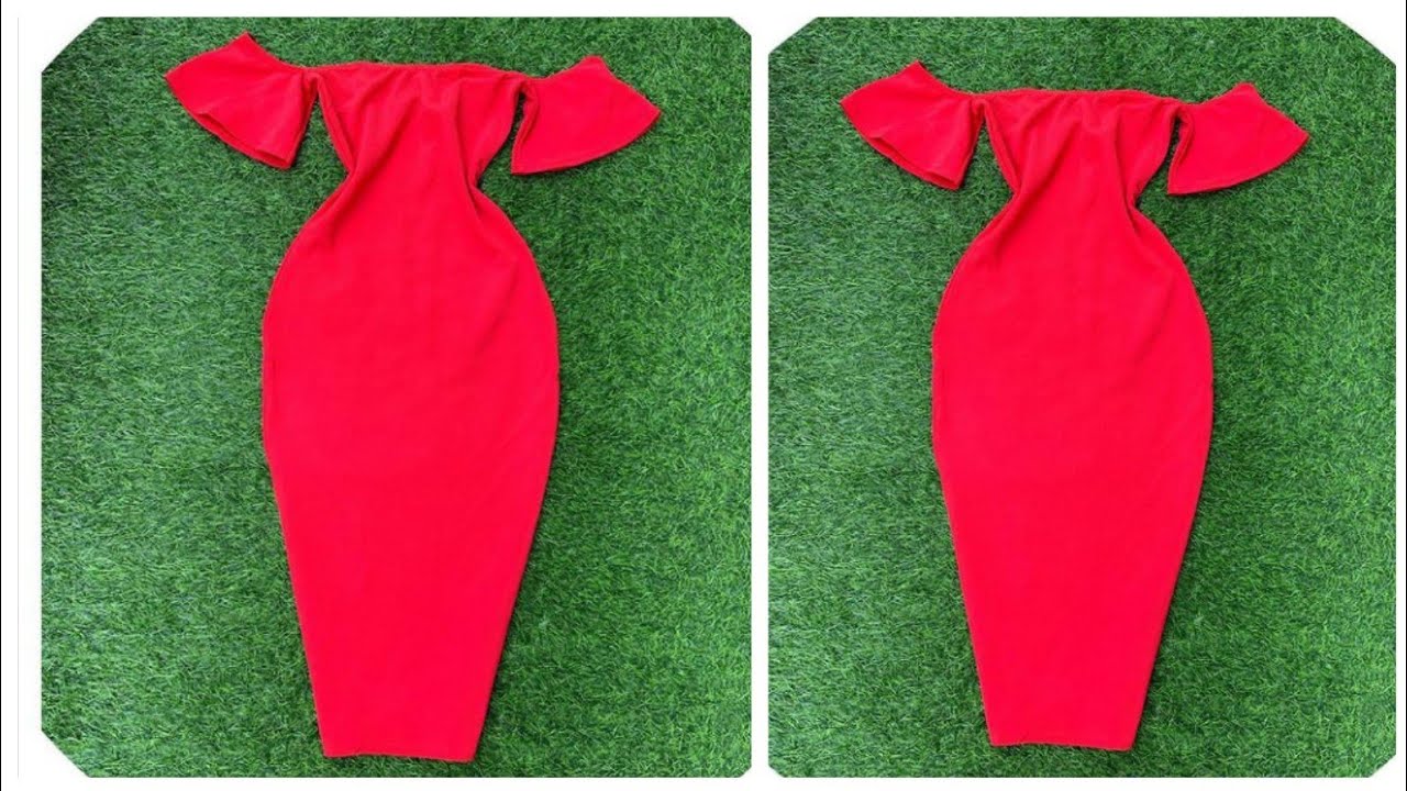 DIY || Midi Offshoulder Gown|| with Open Sleeves How to cut a midi gown