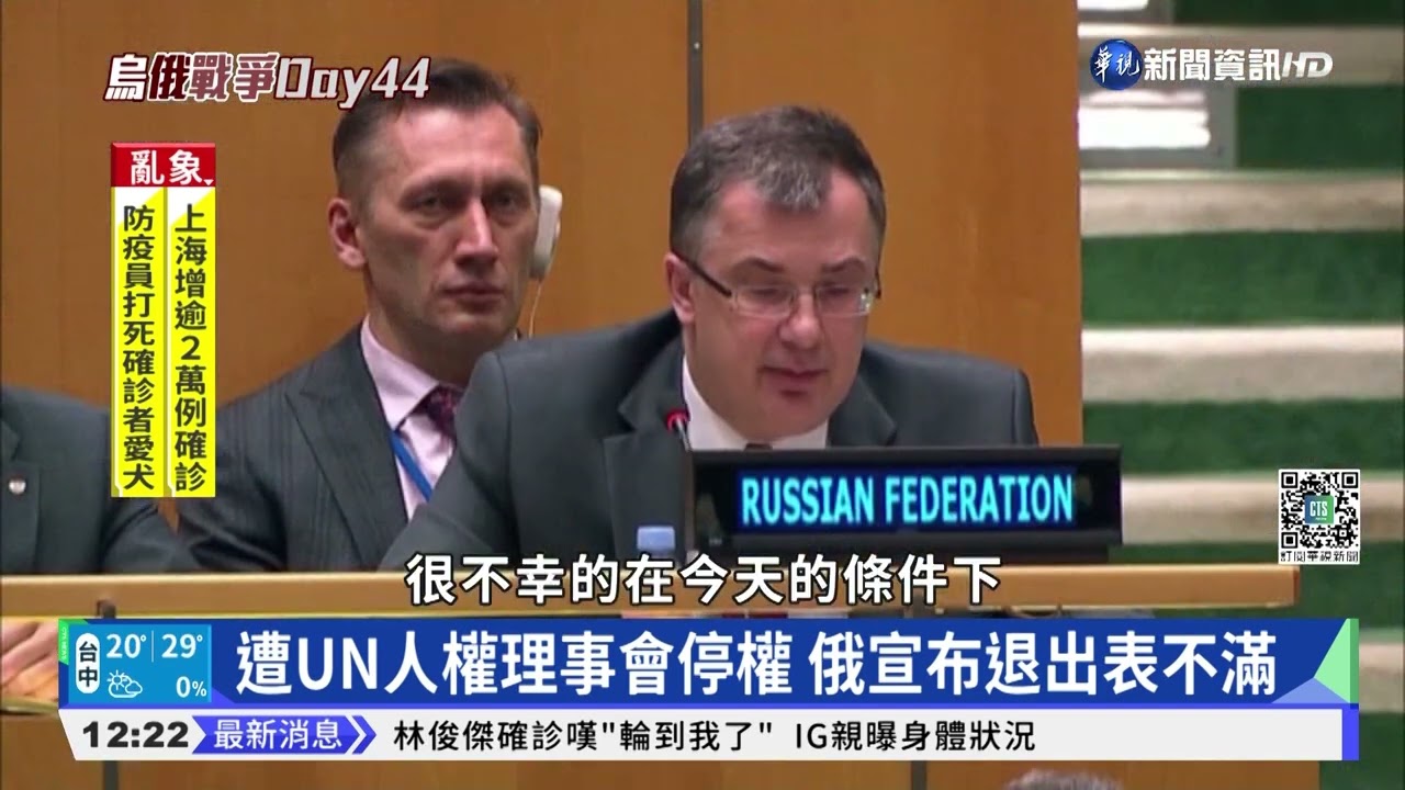 遭UN人權理事會停權 俄宣布退出表不滿｜華視新聞 20220408