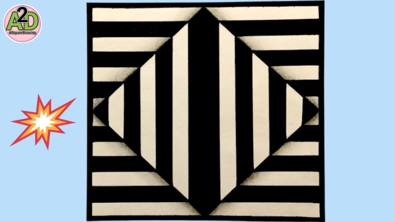 Option Illusion Drawing | Geometric Illusion Drawing | illusion Drawing Ideas