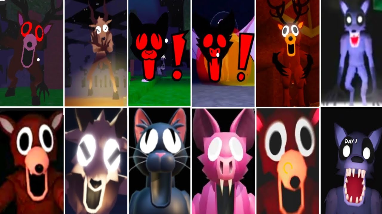 Roblox 99 Nights In The Forest - Every Animal Jumpscare! (Deer, Wolf, Cat & More)