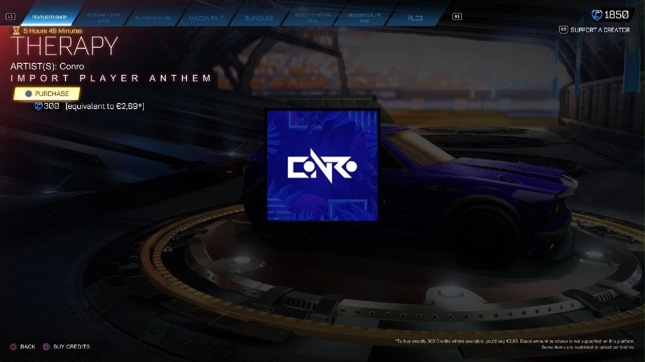 THERAPY Player Anthem in Rocket League ITEM SHOP