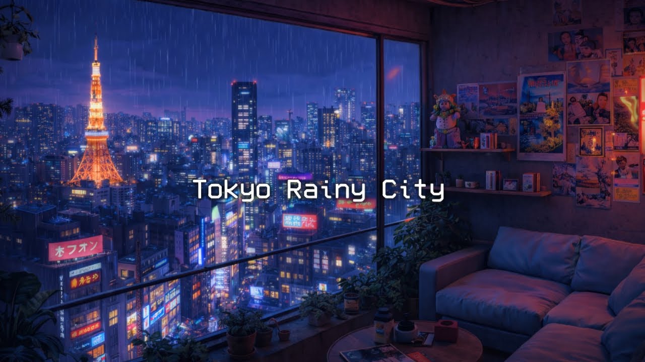Tokyo Rain at Night 🌧️ Cozy Lofi for Sleep & Study