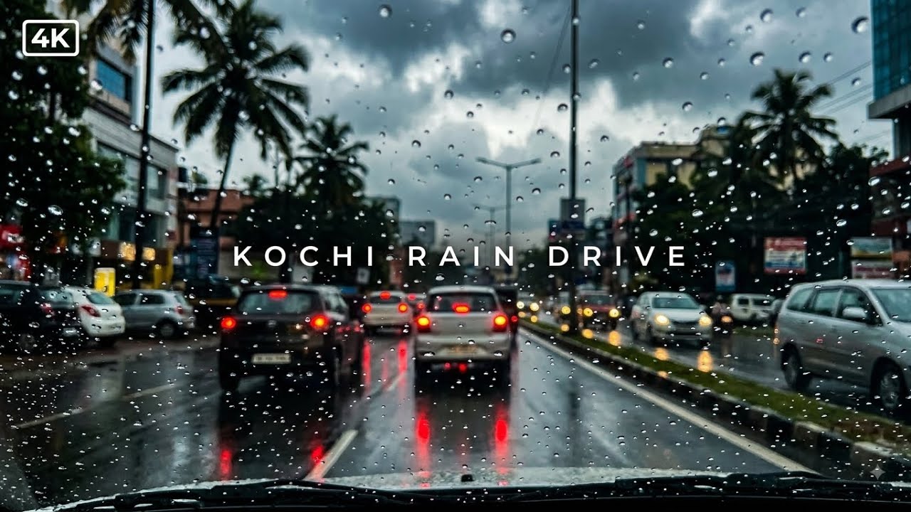 Rainy Day Drive in Varapuzha, Kochi 4K | ASMR Rain Sounds