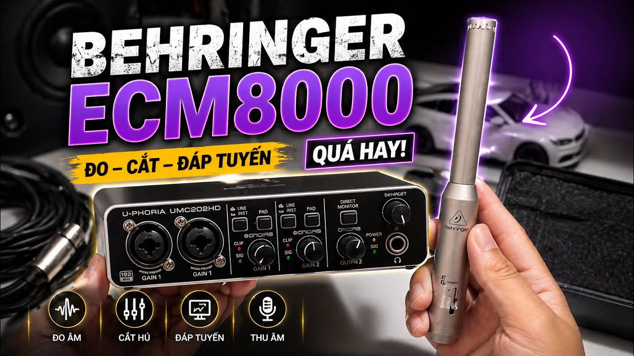 Hướng Dẫn Lắp Micro RTA Behringer ECM8000 + UMC202 Đo Đáp Tuyến Loa, Cắt Hú Dàn Nhạc, Đo EQ