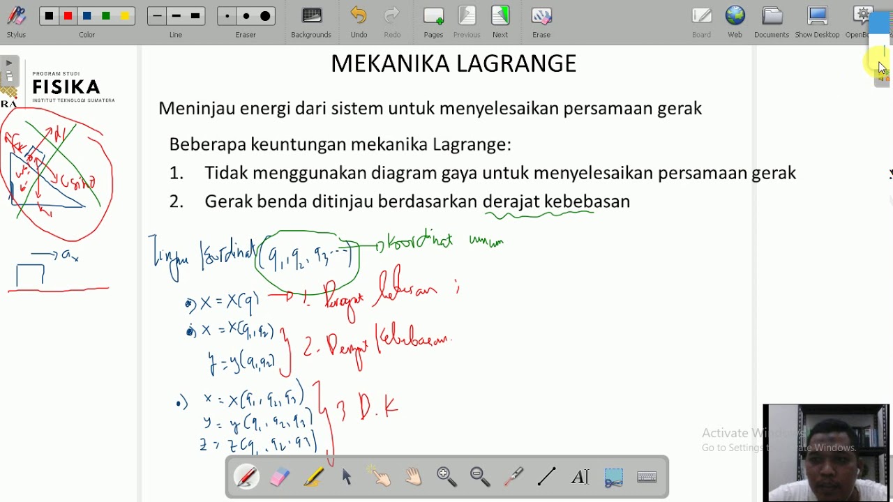 MEKANIKA 13.1 MEKANIKA  LAGRANGE (KOORDINAT UMUM)