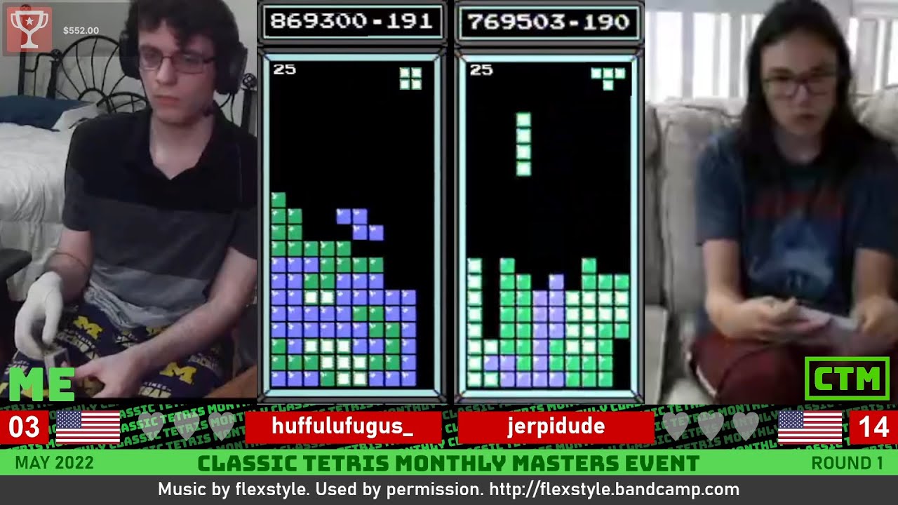 NEW ROLL GRIP?! Huff Jerpidude | Round 1 | Classic Tetris Monthly Masters Event
