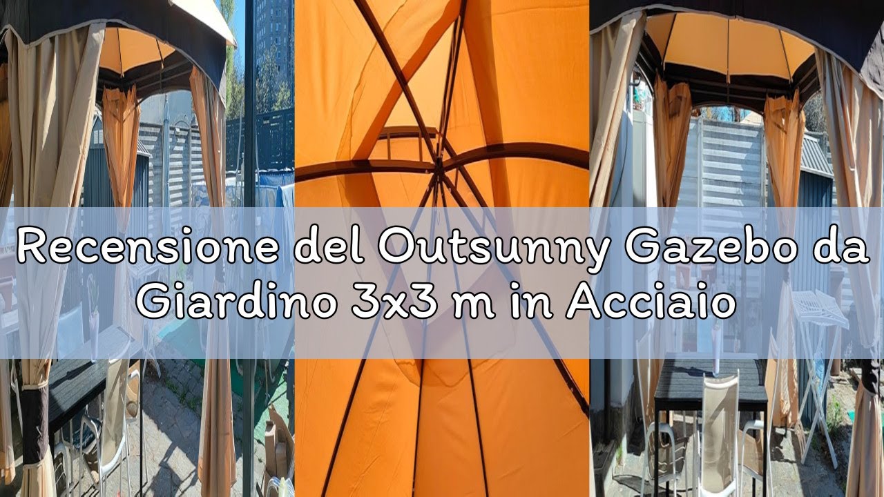 Recensione del Outsunny Gazebo da Giardino 3x3 m in Acciaio con doppio Tettuccio, Reti e Tende Inclu