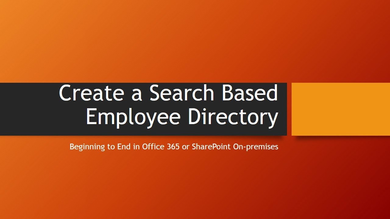 Create a Search Based Employee Directory in SharePoint and SharePoint Online