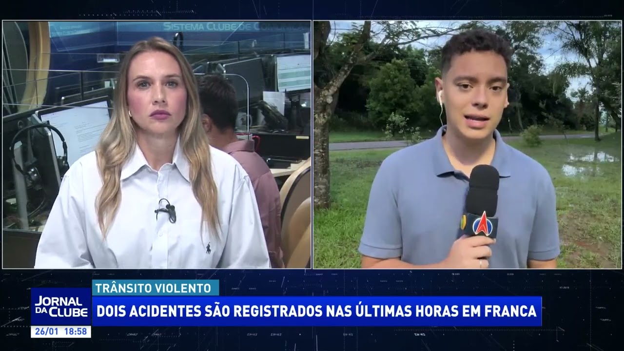 Dois acidentes são registrados nas últimas horas em Franca - Jornal da Clube 2º Edição (26/01/2026)