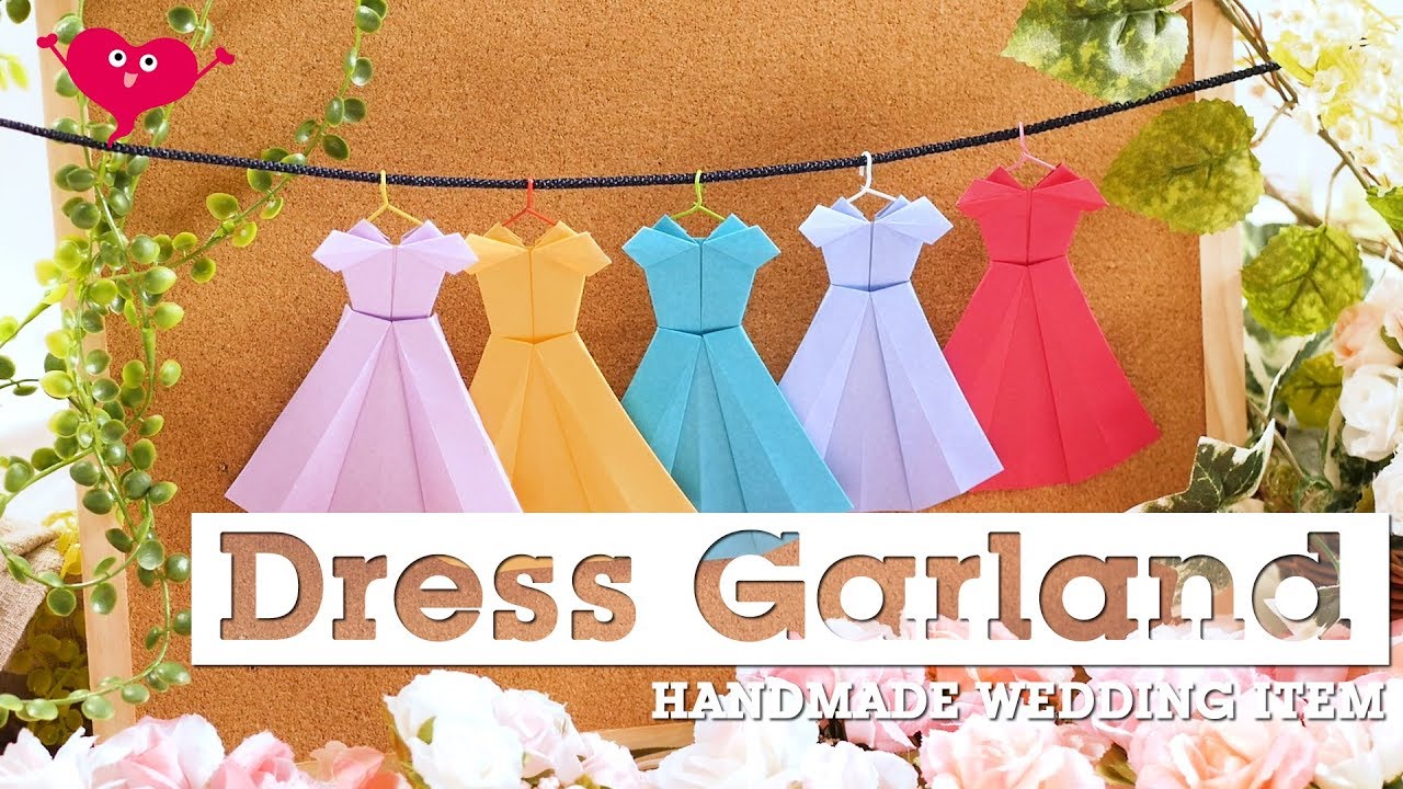 折り紙で簡単DIY♪手作りドレスガーランドでオシャレに装飾！【ウエディングパーク】