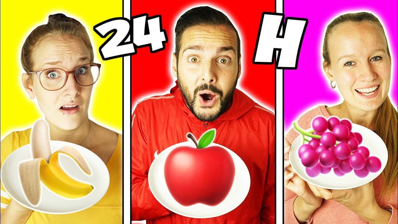 24 Stunden die FARBE ESSEN DIE MAN TRÄGT Challenge - Nina, Kaan & Kathi machen 1 Tag einfarbige Diät