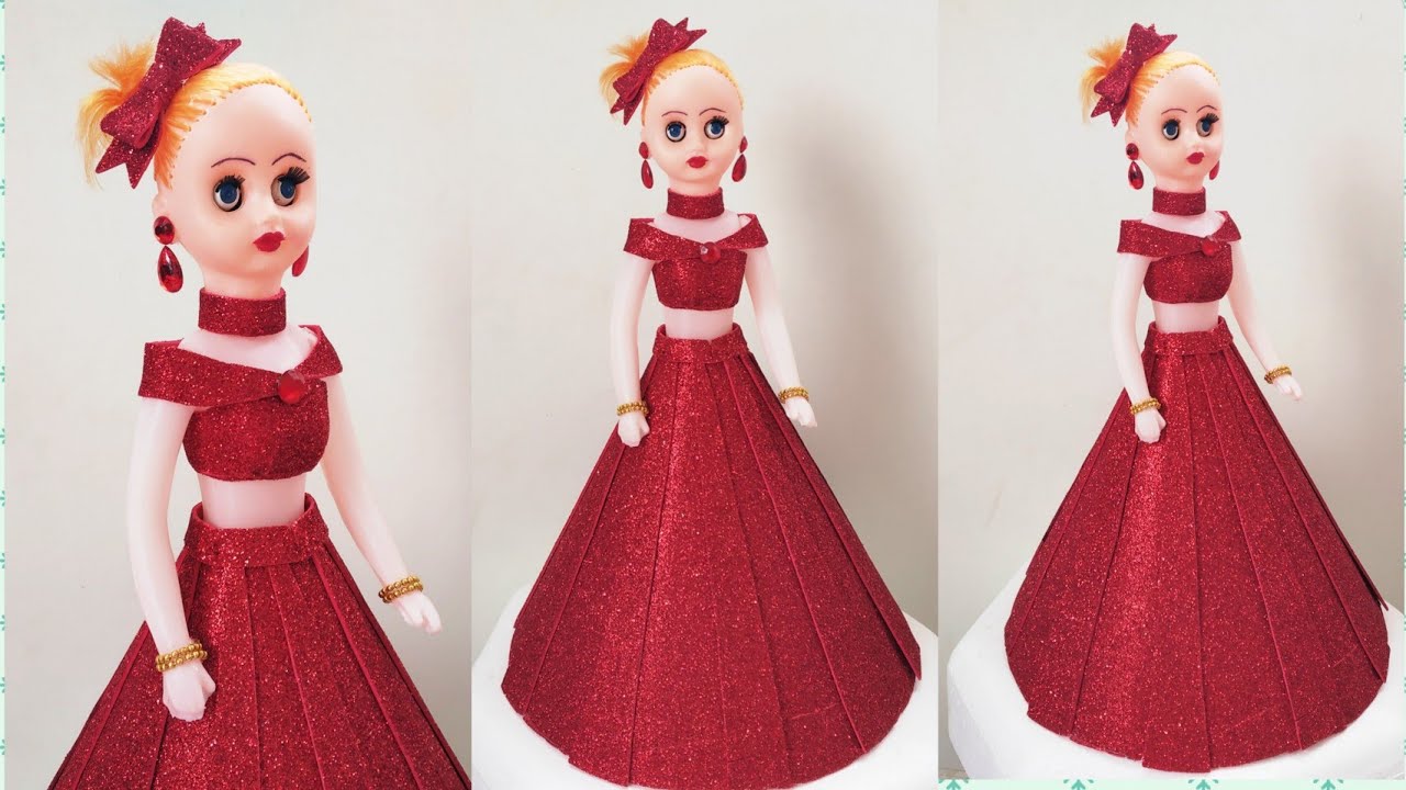 DIY Doll Dress With Glitter Foam Sheet/Doll Decoration Idea/Best Uses of Foam Sheets