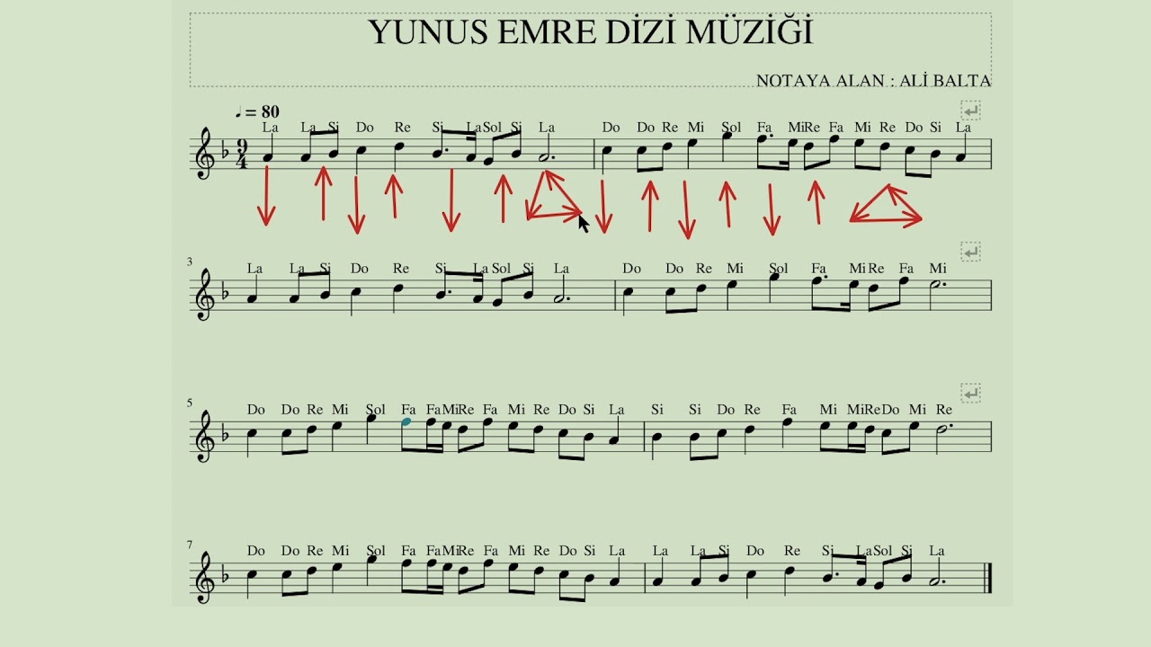 YUNUS EMRE DİZİ MÜZİĞİ SOLFEJ