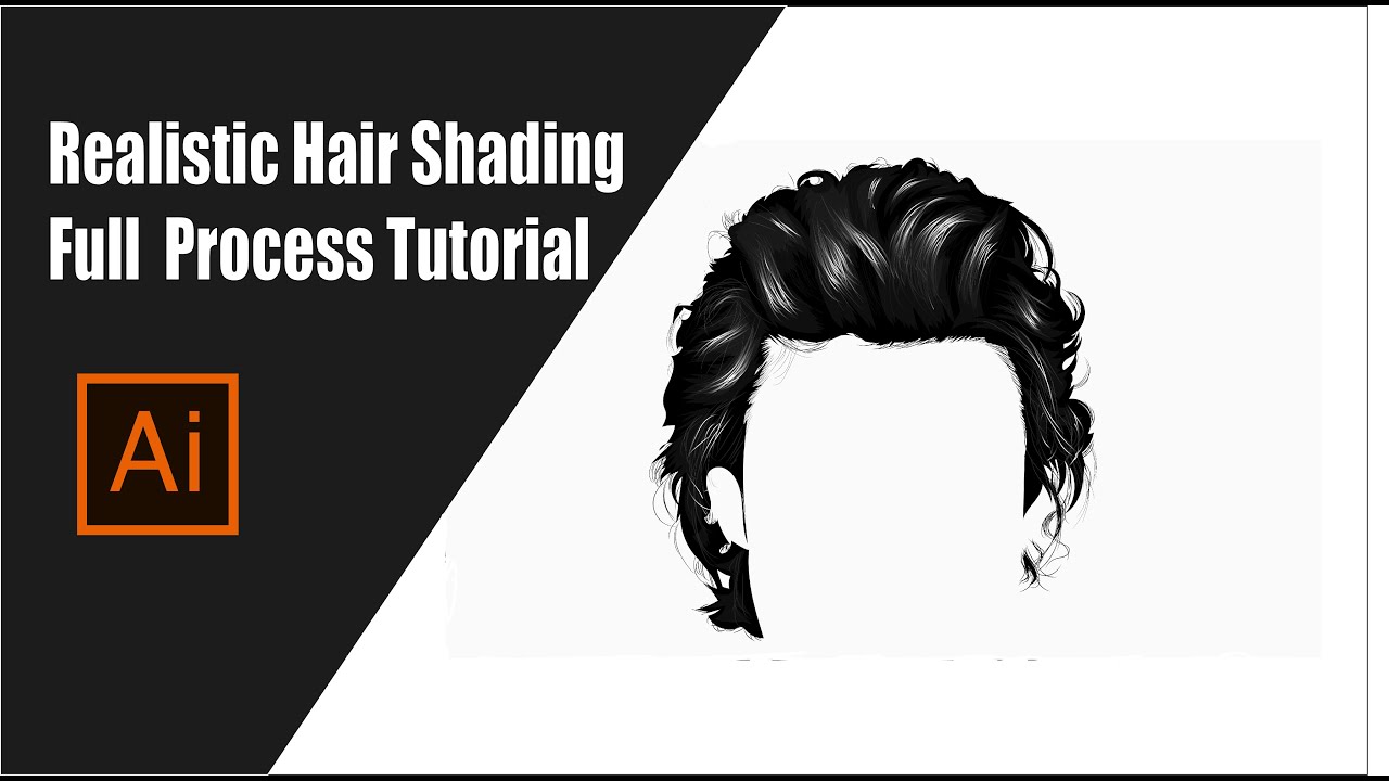 Tutorial-How to Shade Realistic Hair In Adobe Illustrator || Using Mouse || Bash Graphics