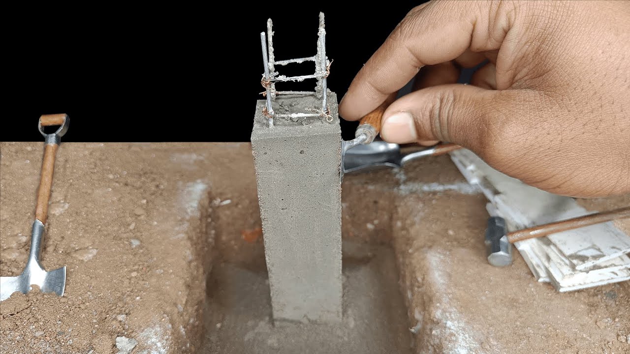 Mini Column Construction! || Mini Square Column 30mmx30mm || Footing 90mmx90mm ||